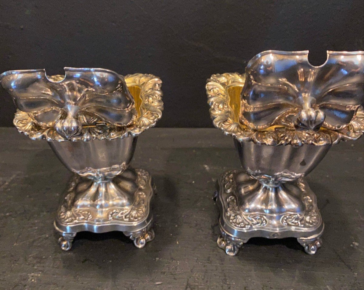 Pair Of 19th Century Solid Silver Mustard Pots-photo-4