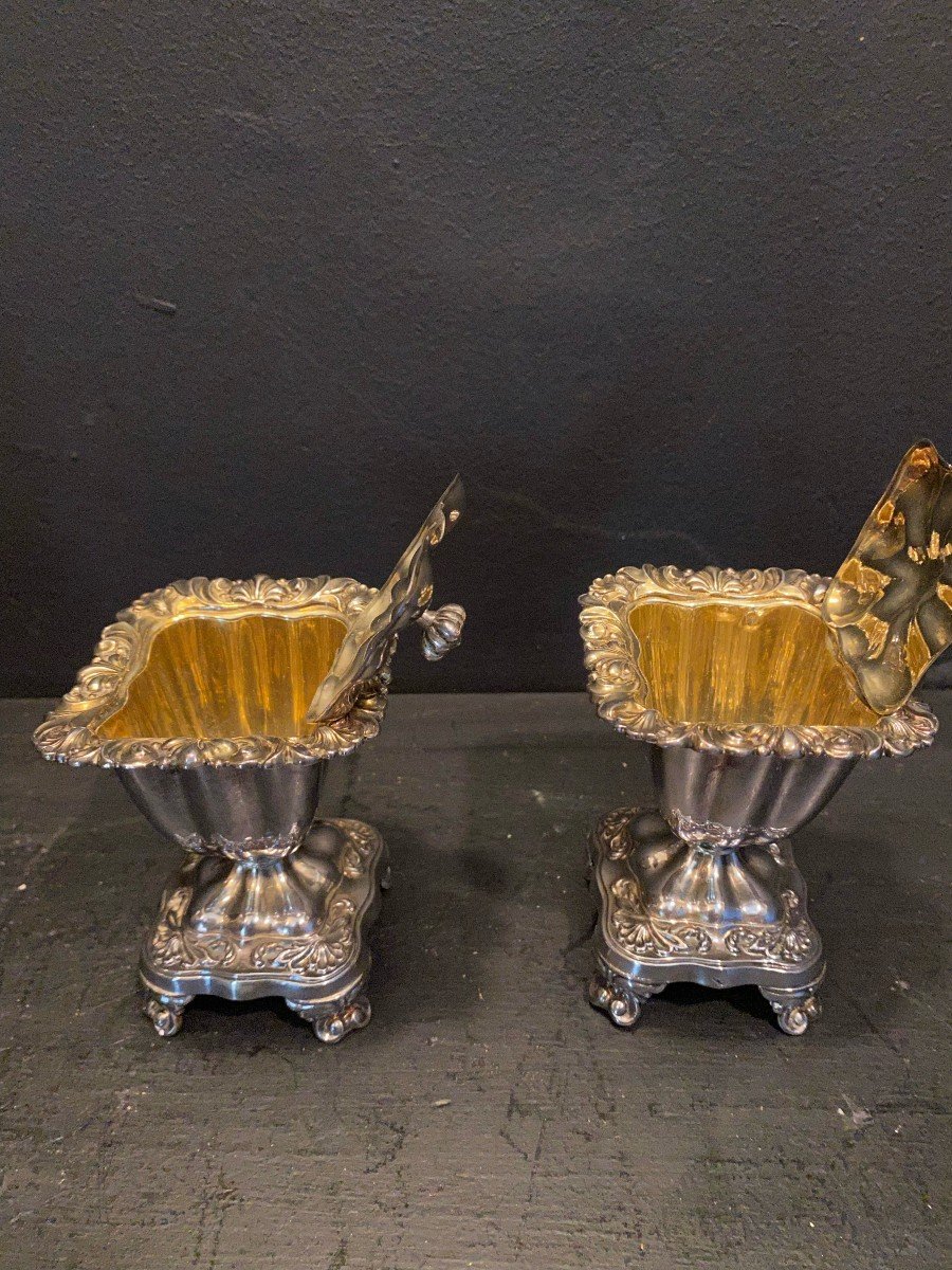 Pair Of 19th Century Solid Silver Mustard Pots-photo-1