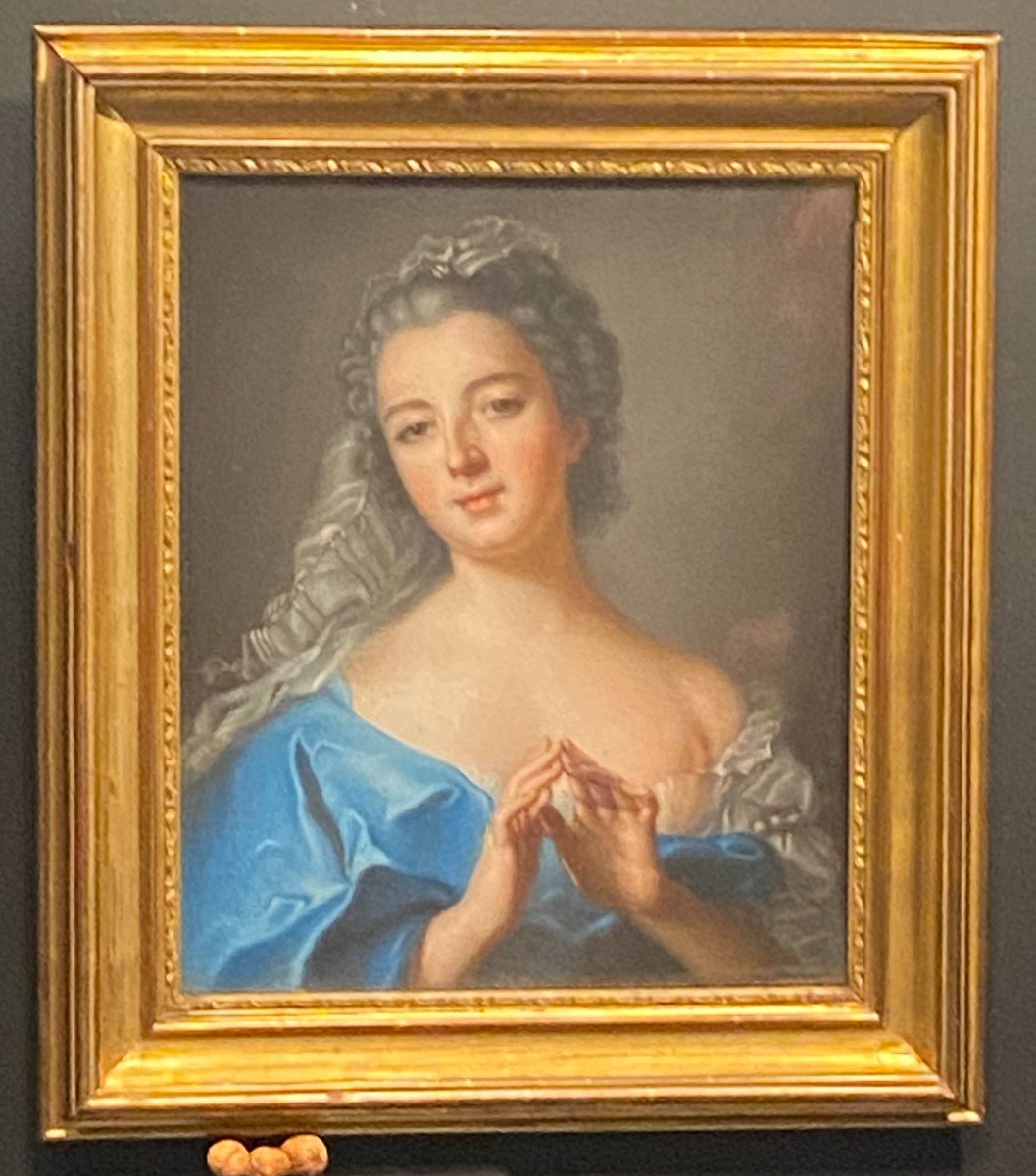 Pair Of Pastels, Portraits Of Women, In The Style Of Rosalba Carriera.-photo-2