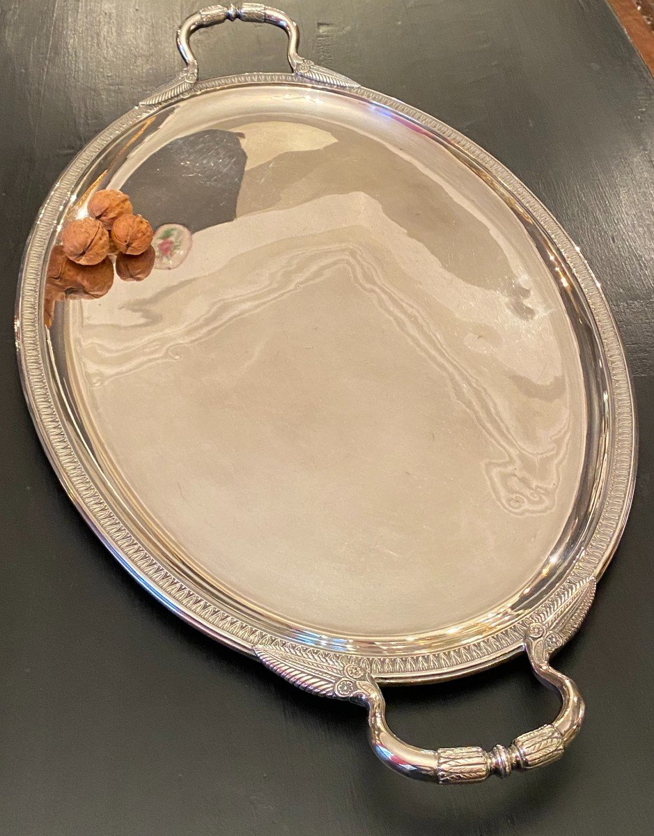 Large Silver Metal Tray-photo-2