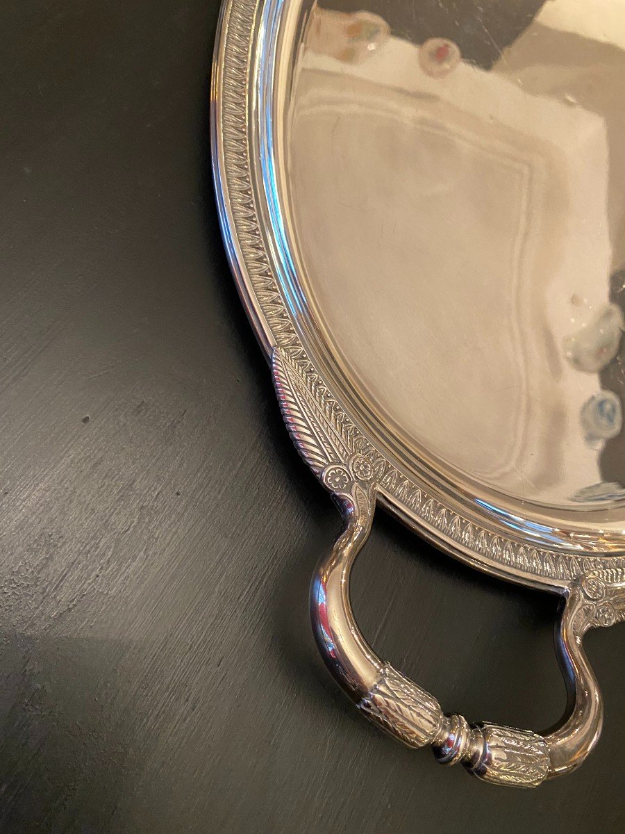 Large Silver Metal Tray-photo-3