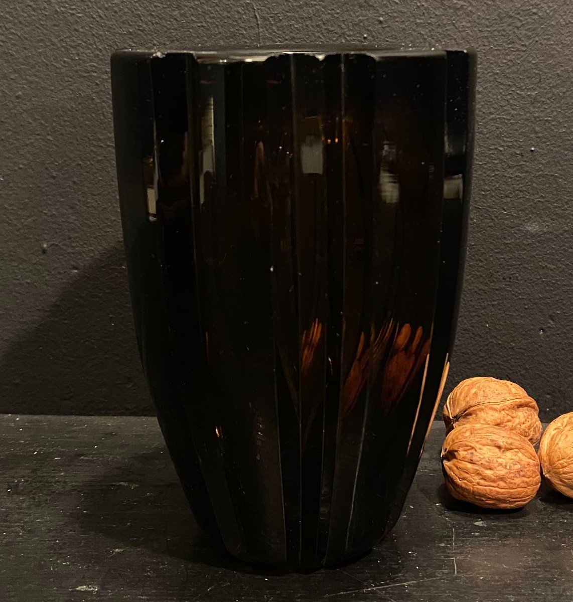 Daum Smoked Brown Vase-photo-2