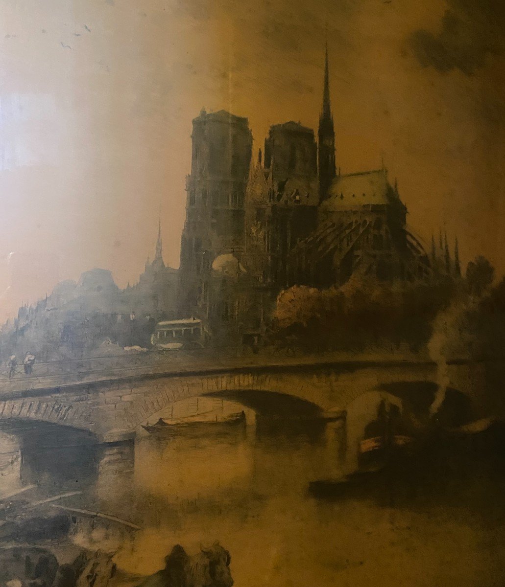 La Cathédrale De Paris, Lithographie De Lucien Gauthier-photo-3