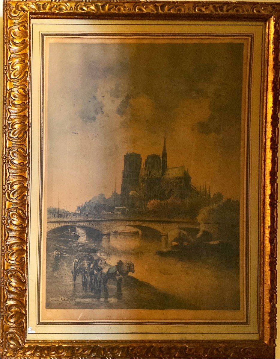 La Cathédrale De Paris, Lithographie De Lucien Gauthier-photo-4