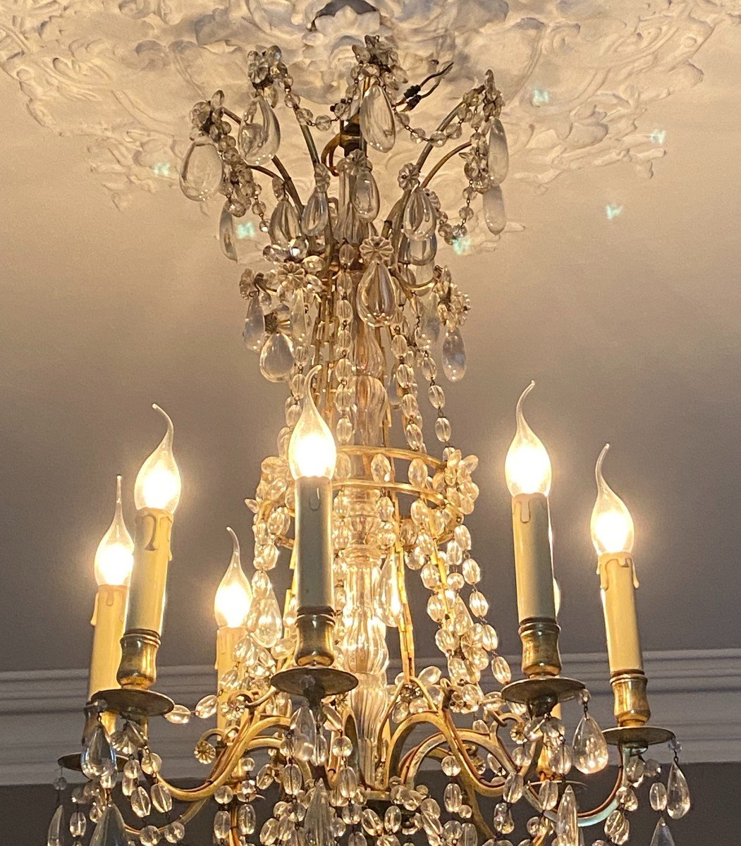 Lustre XIX°, Cristal Et Bronze Doré-photo-2