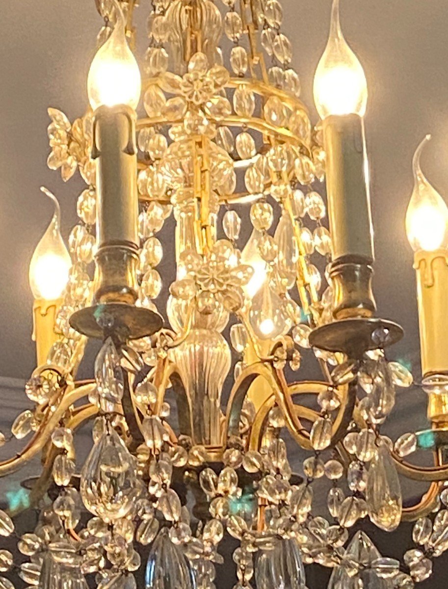 Lustre XIX°, Cristal Et Bronze Doré-photo-1