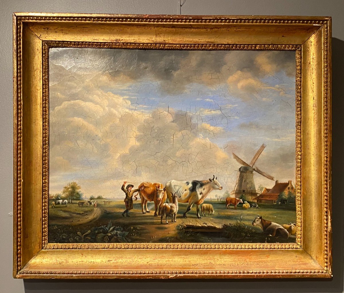 Tableau, Peinture d'Un Paysage Hollandais Du XVIII°-photo-2