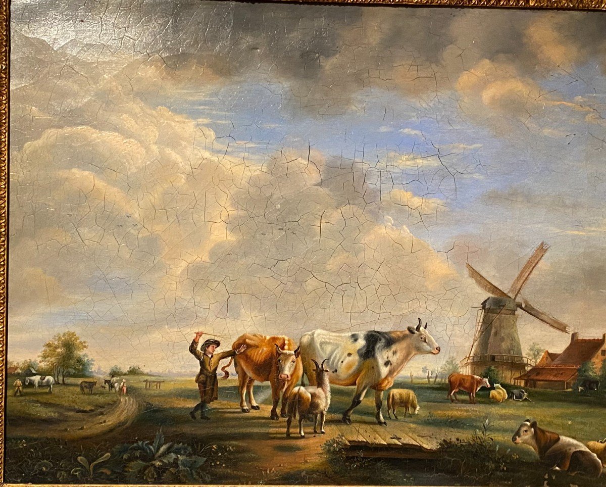 Tableau, Peinture d'Un Paysage Hollandais Du XVIII°-photo-3