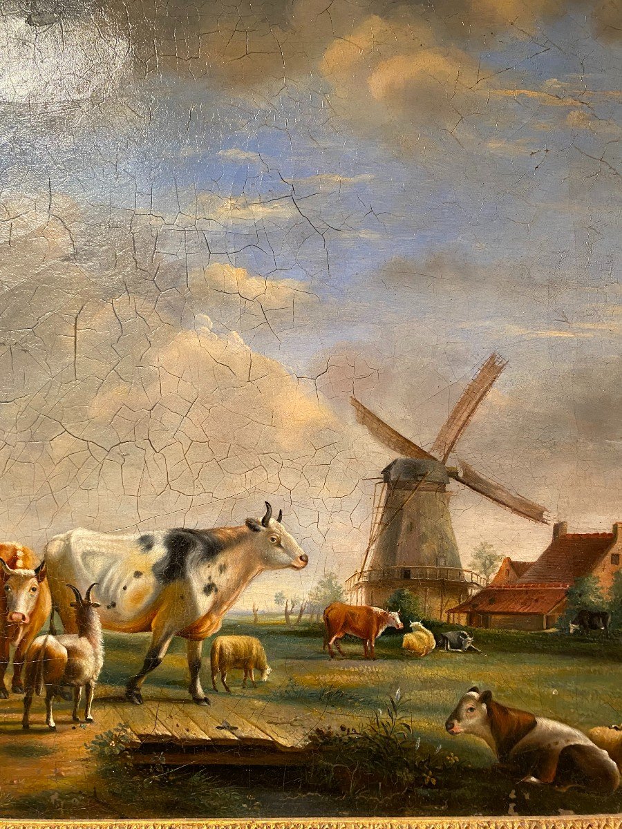 Tableau, Peinture d'Un Paysage Hollandais Du XVIII°-photo-1