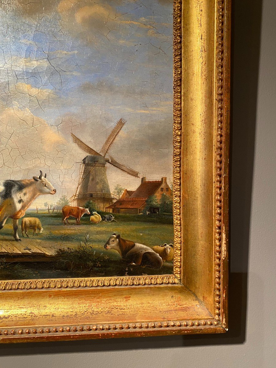 Tableau, Peinture d'Un Paysage Hollandais Du XVIII°-photo-2