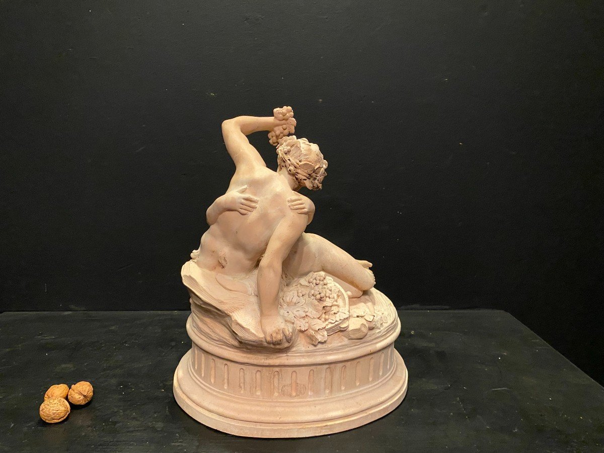 Satyre Et Bacchante, Terre Cuite Signée Clodin-photo-4