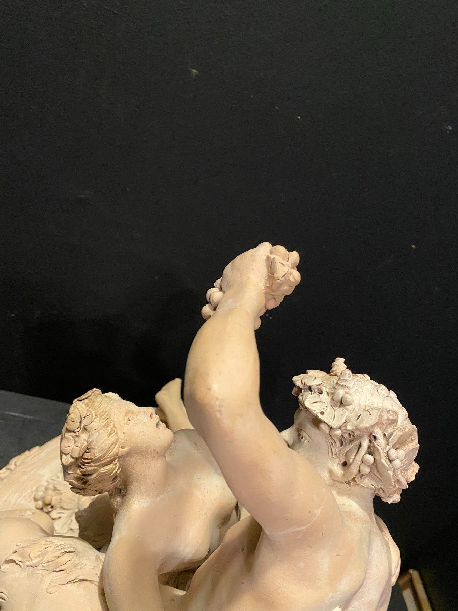 Satyre Et Bacchante, Terre Cuite Signée Clodin-photo-6