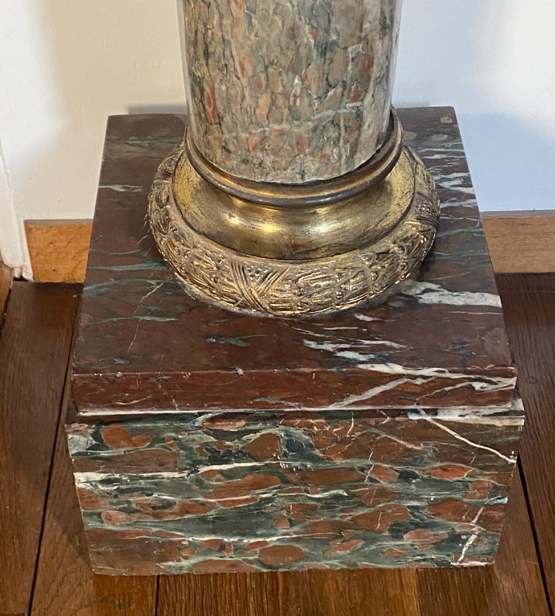 Marble And Gilded Bronze Column-photo-1