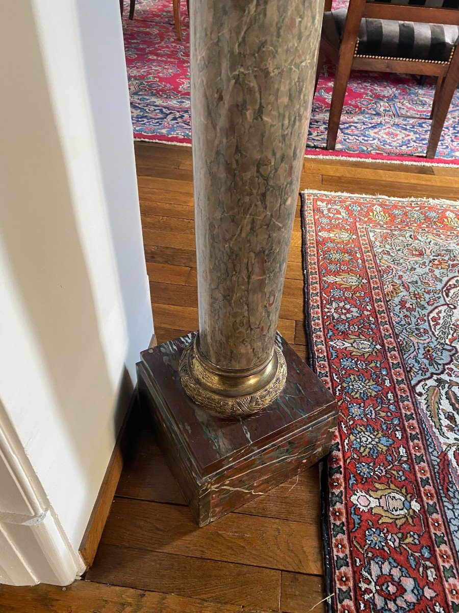 Marble And Gilded Bronze Column-photo-3