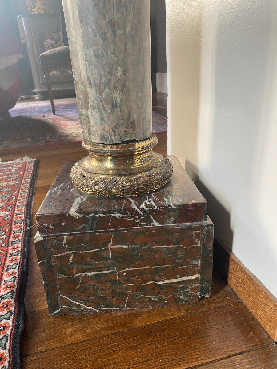 Marble And Gilded Bronze Column-photo-4