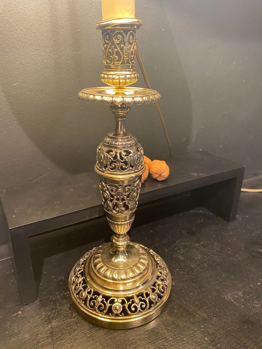 19th Century Openwork Bronze Candlestick-photo-2