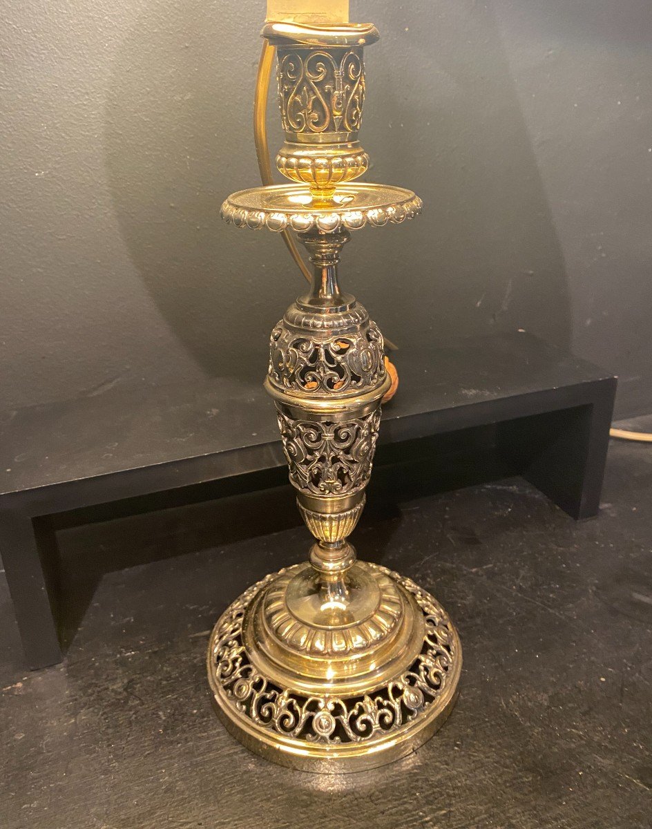 19th Century Openwork Bronze Candlestick-photo-2