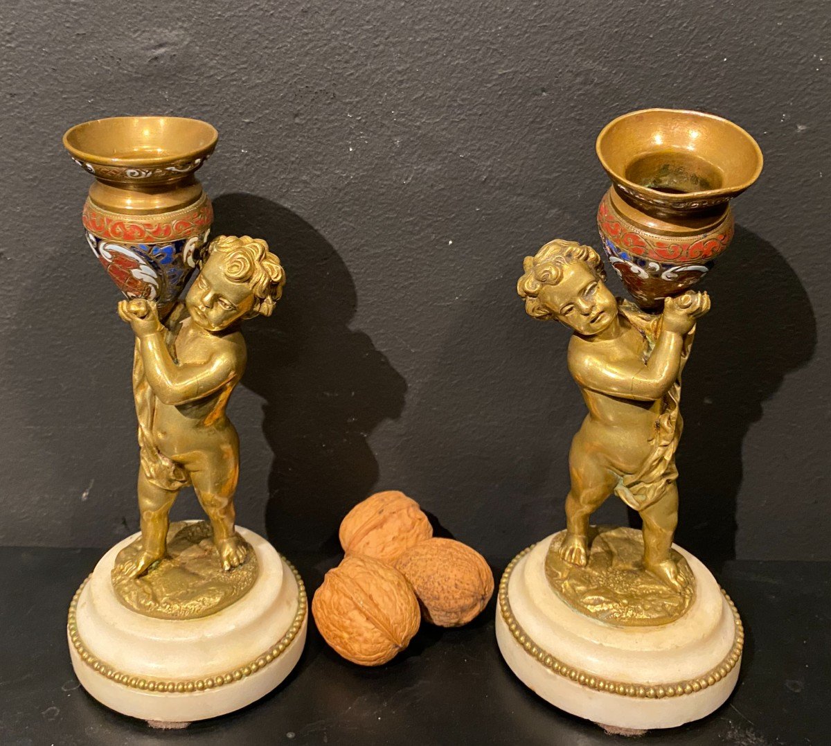 Pair Of Putti, Candlesticks-photo-2