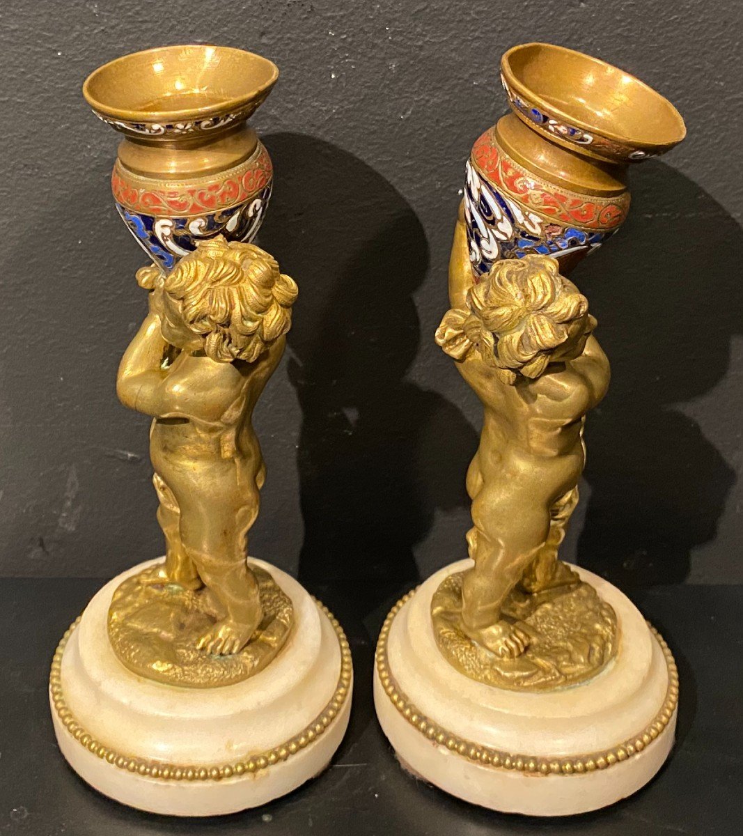 Pair Of Putti, Candlesticks-photo-3