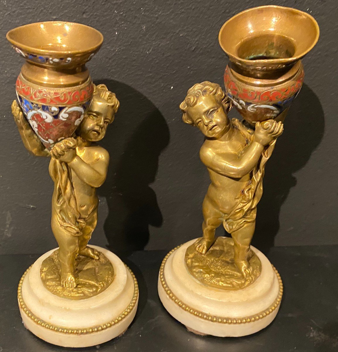 Pair Of Putti, Candlesticks-photo-2