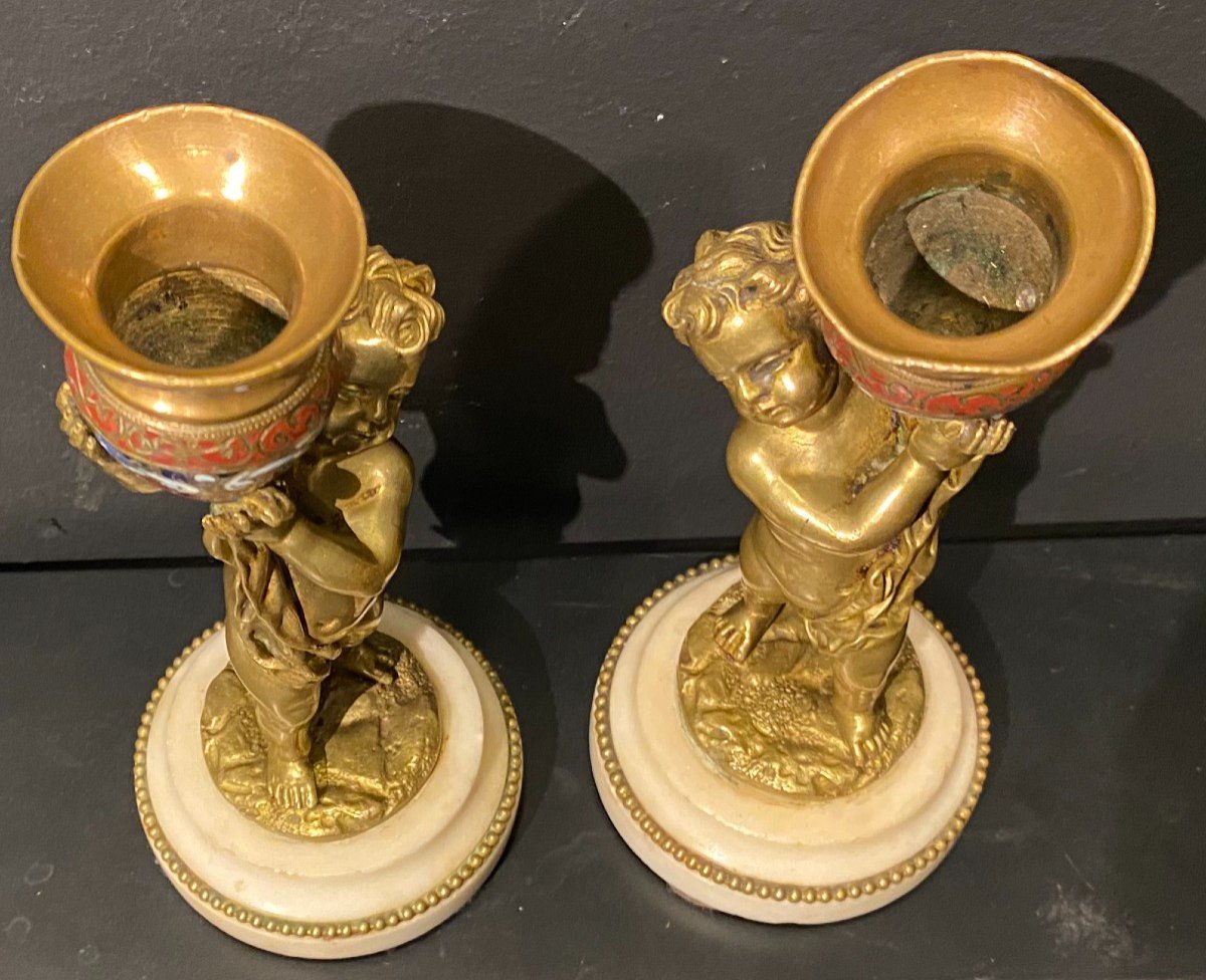 Pair Of Putti, Candlesticks-photo-3