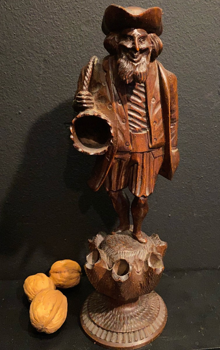 Wooden Statuette, Man Carrying A Bag