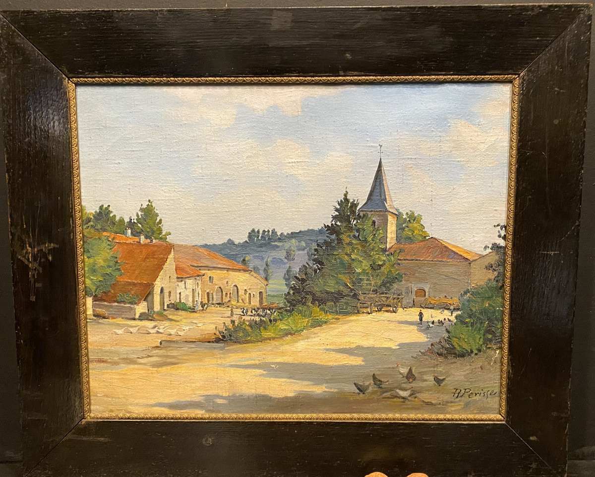 Tableau, Peinture  Signée Perisse, Village De Pierreville Sur Madon-photo-2