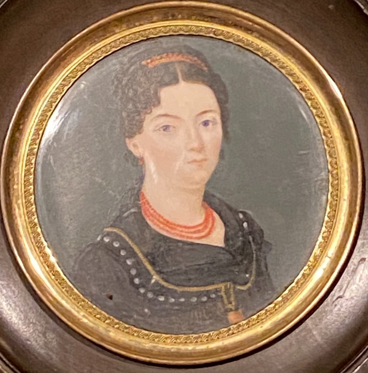 Miniature, Portrait Of Woman, Nineteenth Century-photo-3