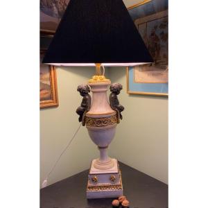 White Marble And Bronze Lamp