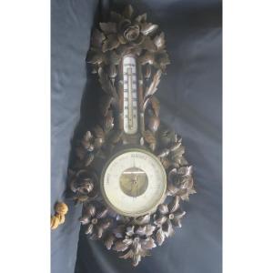 Carved Wood Barometer