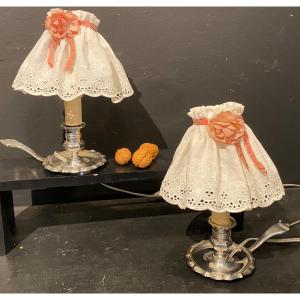 Pair Of Hand Candlesticks Mounted As Lamps