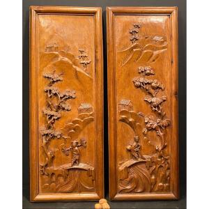 Pair Of Carved Panels, Asia