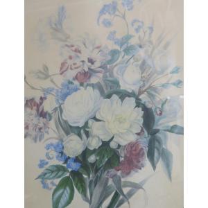 Painting, Bouquet Of Flowers In Watercolor