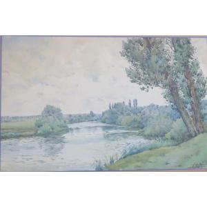 Aquarelle, La Meurthe à Lunéville