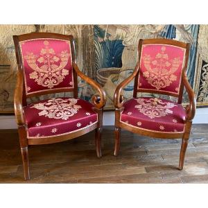 Pair Of Mahogany Armchairs 19th Century