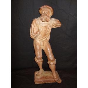 Sculpture Bois, Homme En Haut De Chausse