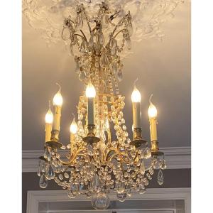 19th Century Chandelier, Crystal And Gilded Bronze