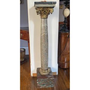 Marble And Gilded Bronze Column