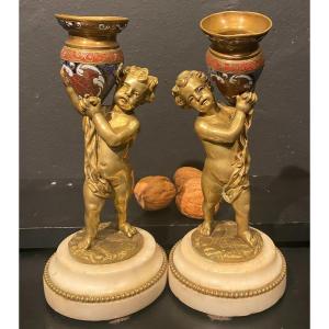 Pair Of Putti, Candlesticks