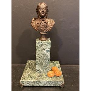 Bronze Bust On Marble Base