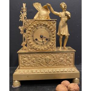 Empire Clock In Gilt Bronze, Deville In Nancy