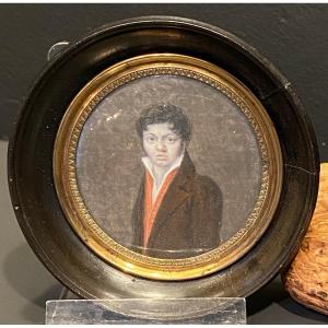 Miniature, Portrait d'Homme Au Gilet Rouge