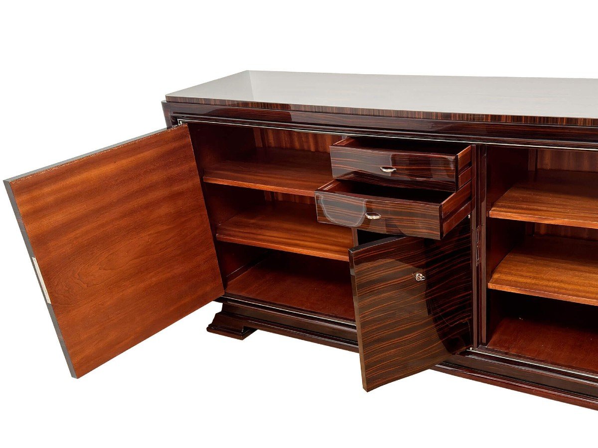 Buffet, Sideboard Or Art-deco Cabinet In Macassar Veneer, French Work Around 1930-photo-3