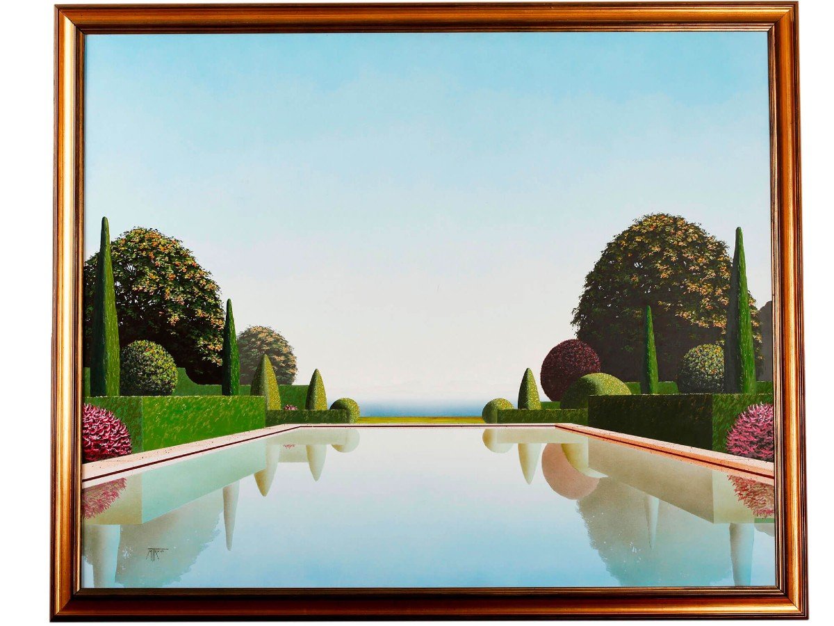 Pool, Côte d'Azur - Painting By Michel Tronel