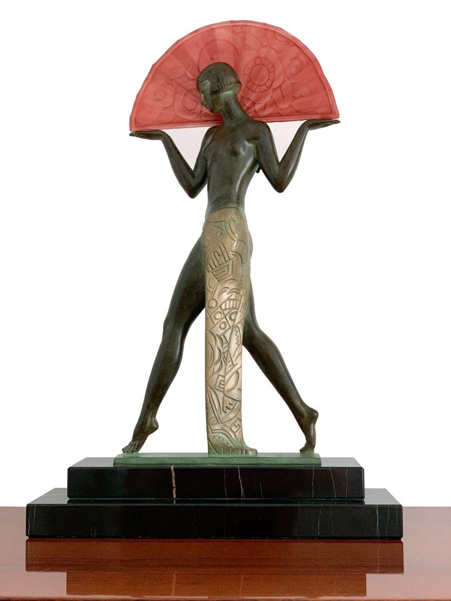 Sculpture Lampe Espana Par Max Le Verrier - SignÉe Guerbe (1894-1995)