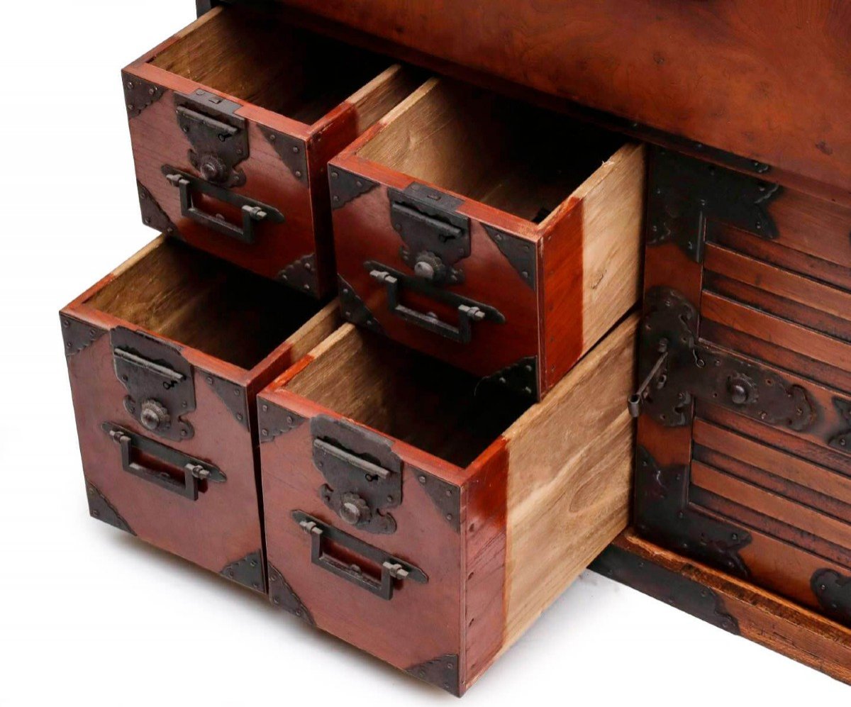 Keyaki Tansu - Japanese Choba Dansu Storage Cabinet, (edo Era)-photo-2