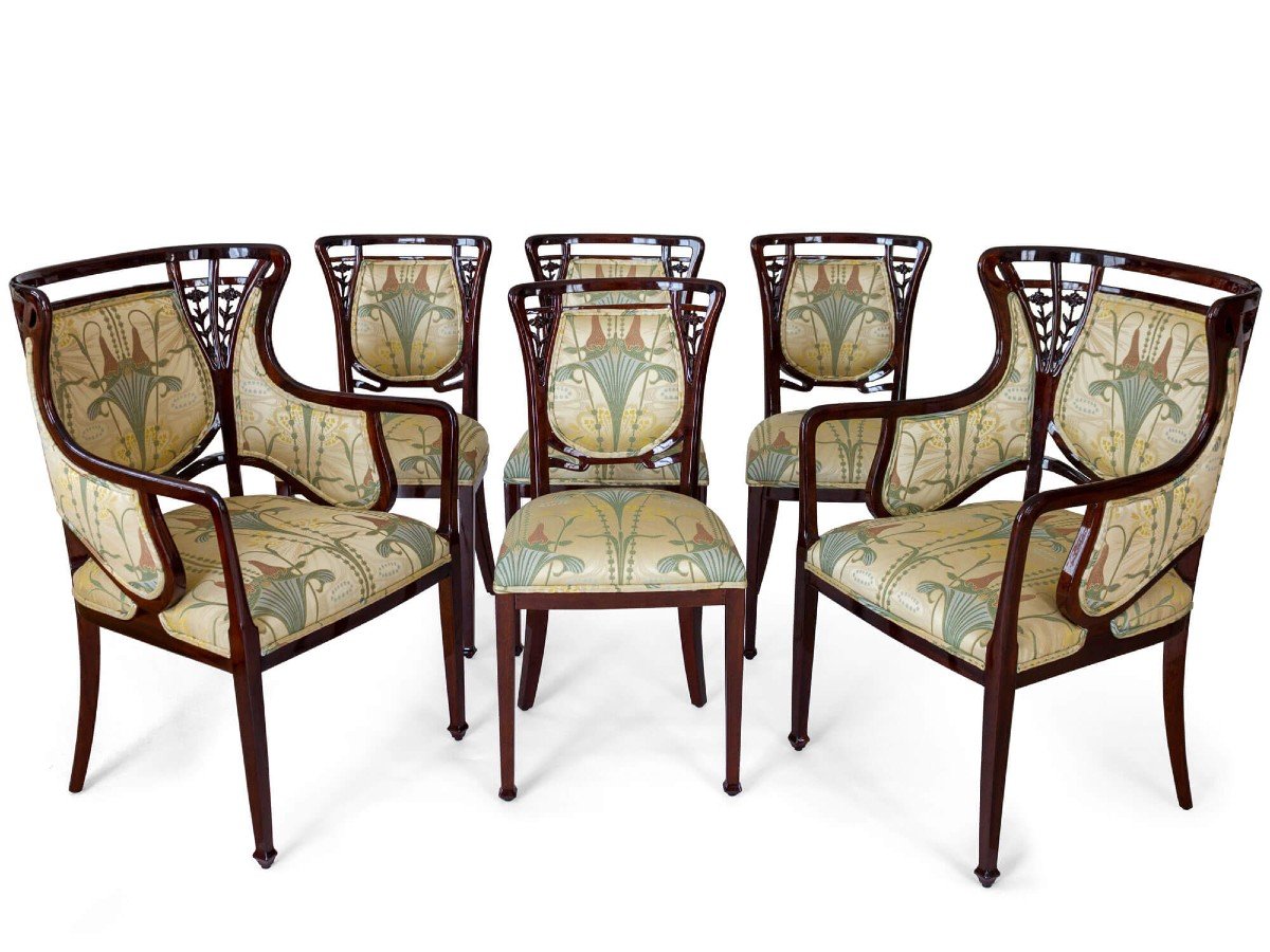 Art Nouveau Living Room - 4 Chairs And 2 Armchairs - Majorelle