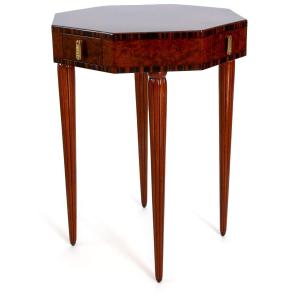 Octagonal Art Deco Side Table / Pedestal Table