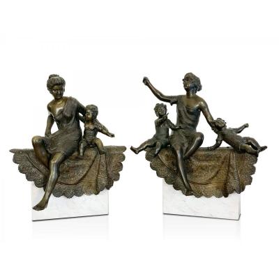 Pair Of Bronze Art Deco