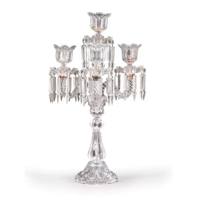 Large Crystal Candlestick With 4 Arms Of Light - Baccarat - 22 Inch